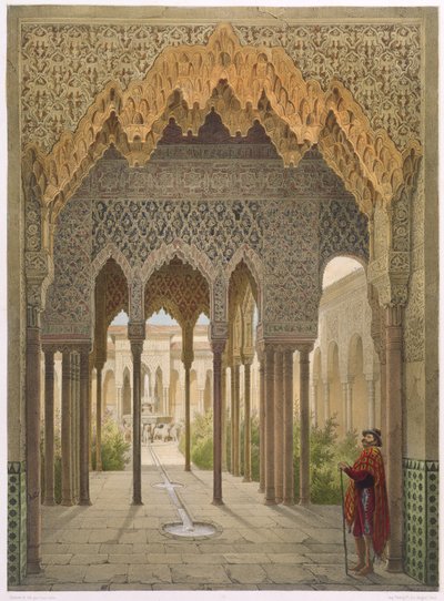 Het Hof van de Leeuwen, het Alhambra, Granada, 1853 door Leon Auguste Asselineau